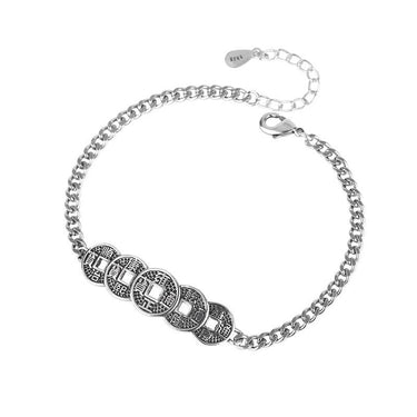 Thai Silver Ancient Coin 'Feng Shui Five' Bracelet